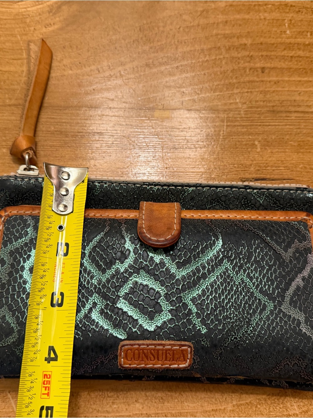 Consuela Black and Brown Textured Wallet with Logo Patch - Picture 11 of 11